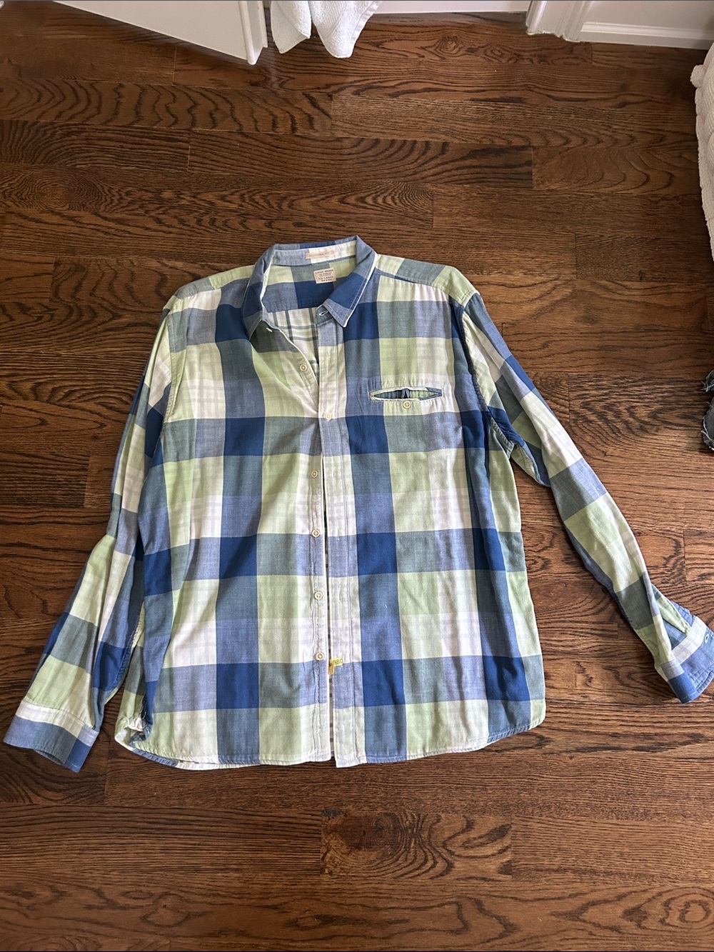 Lucky Brand Blue Green Plaid Button-Up Shirt